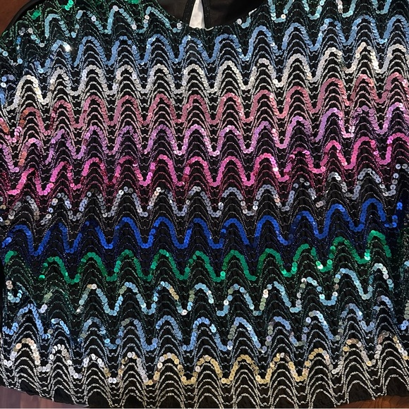 Vintage Pearlette Plus Rainbow Sequin Blouse Top | Size 38 (Approx. M) - Picture 7 of 9